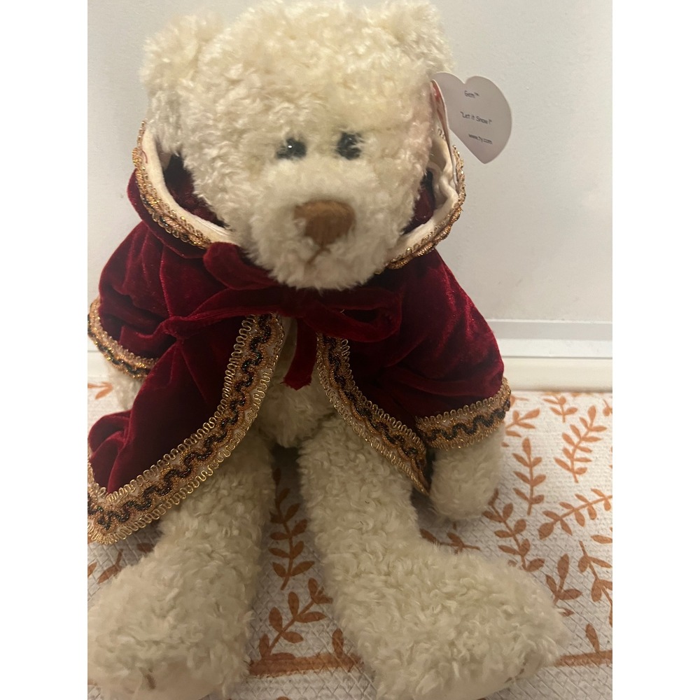 Ty Attic Treasures Gem Let It Snow Teddy Bear Plush Red Velvet Cloak Hooded 1993 - Picture 3 of 6